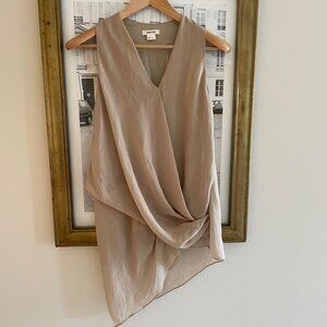 Helmut Lang asymmetric silk v neck dress size L